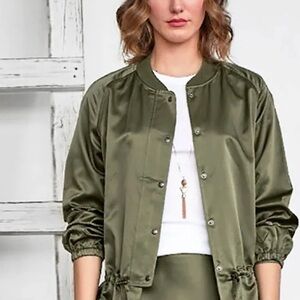 GO SILK Olive Green Women's Bomber Jacket